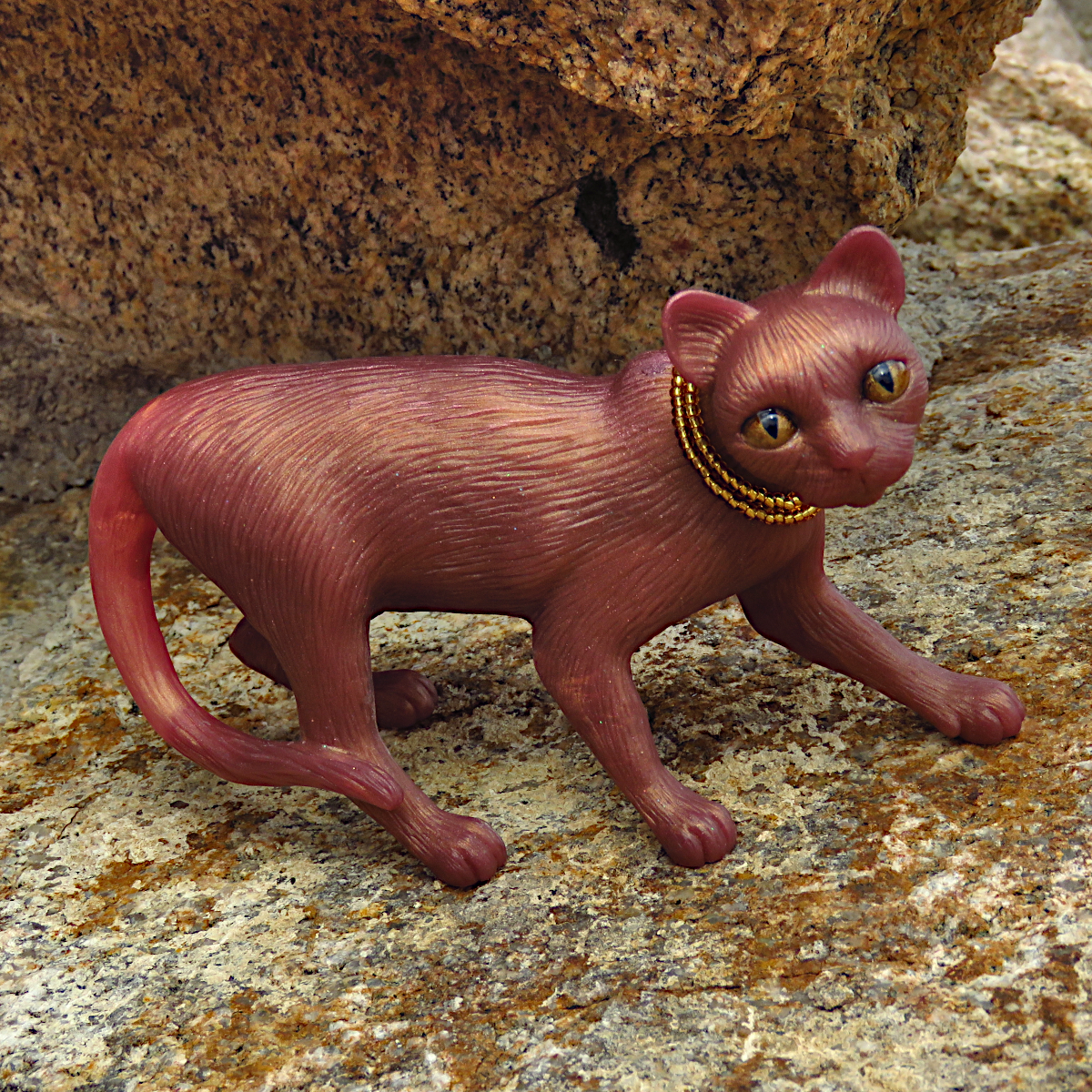 "Rose Gold Beauty"—a handmade resin cat figurine