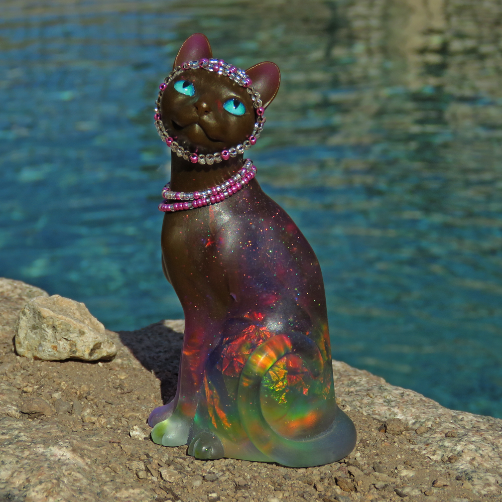 "Nova"—an OOAK handmade resin cat figurine