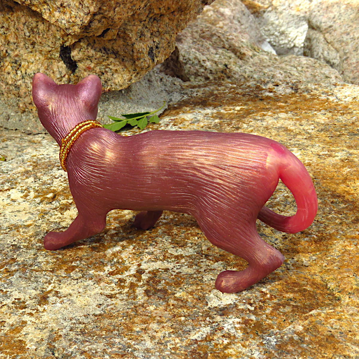 "Rose Gold Beauty"—a handmade resin cat figurine