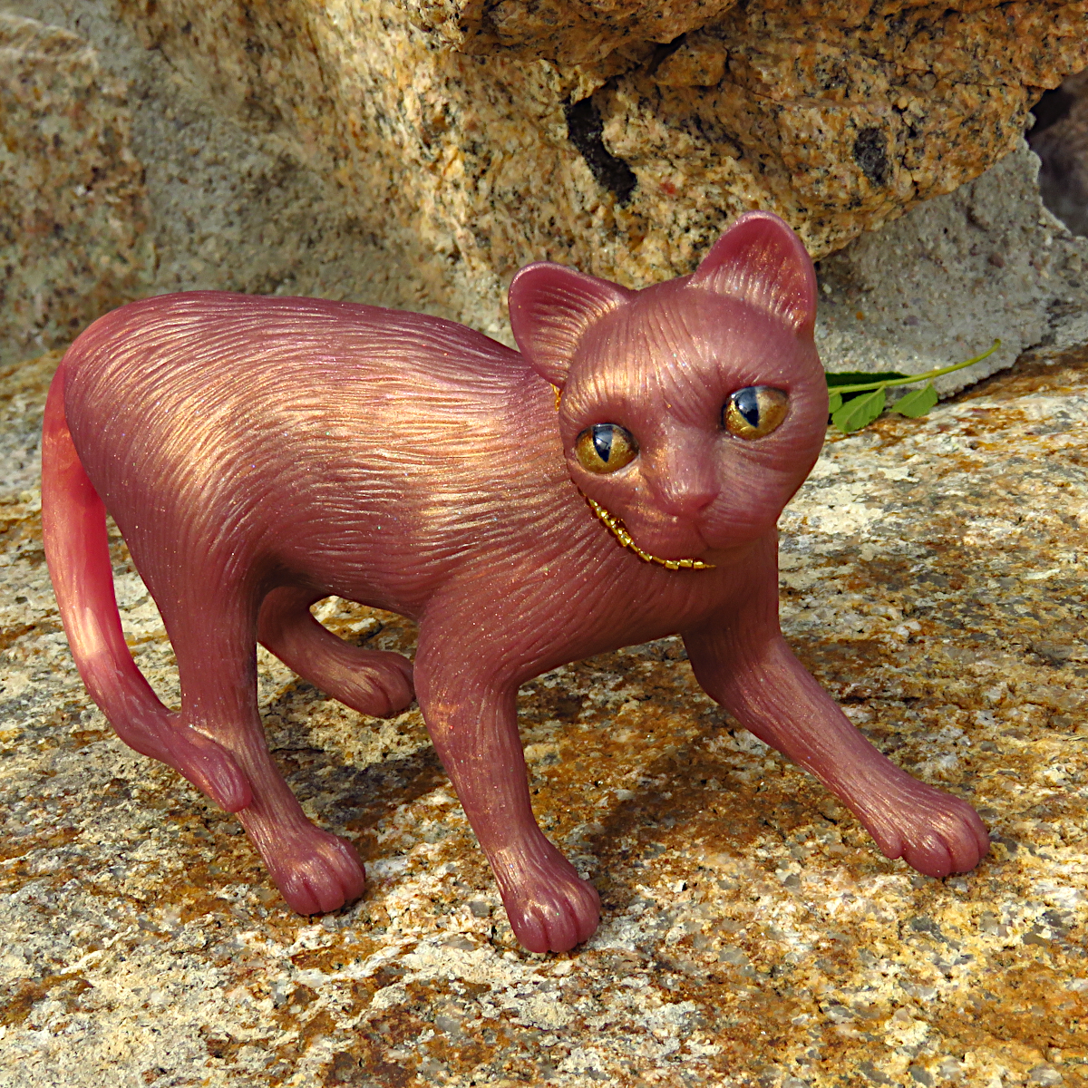 "Rose Gold Beauty"—a handmade resin cat figurine