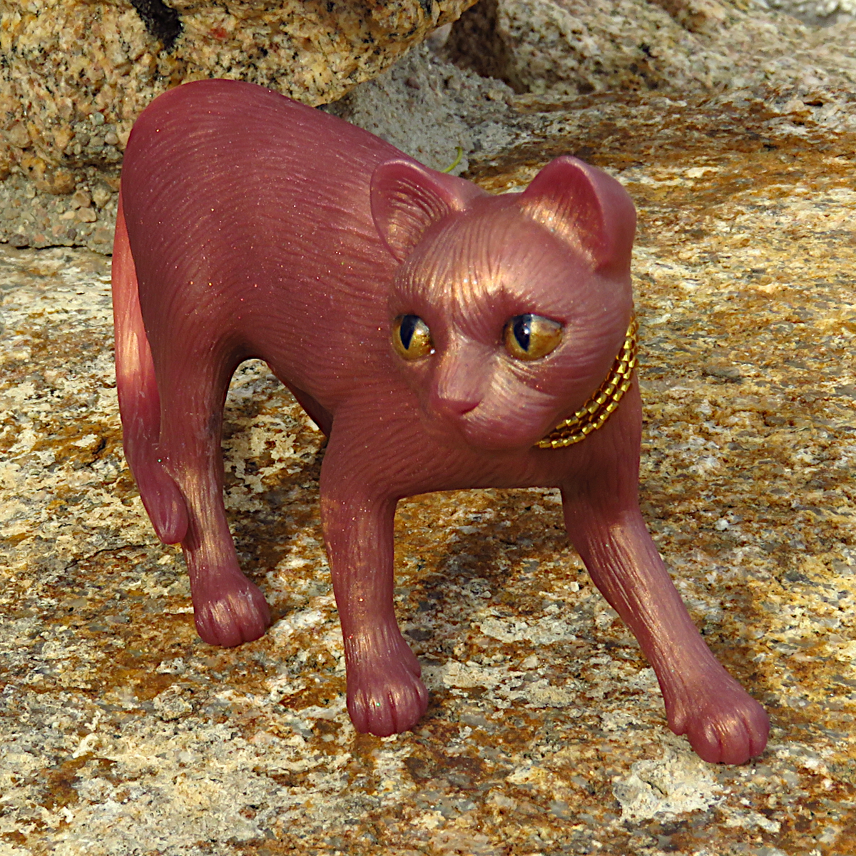 "Rose Gold Beauty"—a handmade resin cat figurine